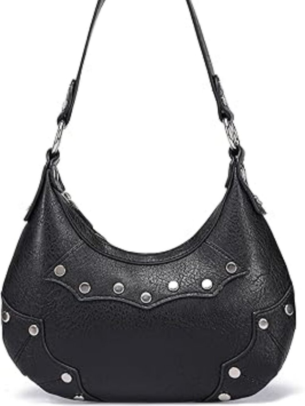 NEW Women's Goth Y2k Mini Purse Crescent Small Hobo Shoulder Bag with Rivets